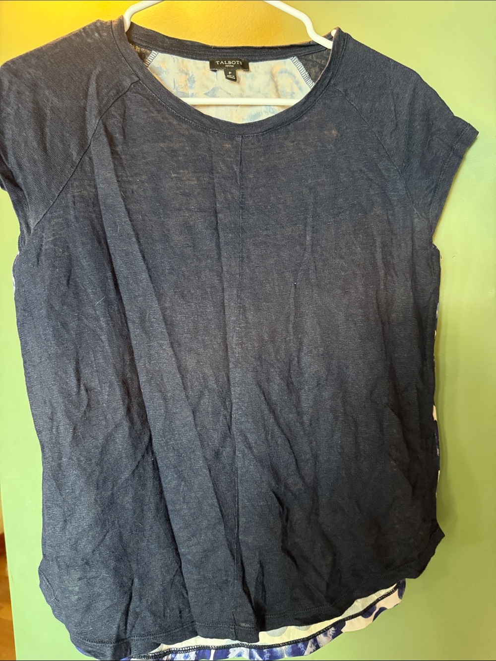 Talbots Navy Short-Sleeve Linen-Blend Tee